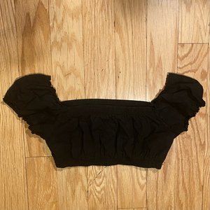 Black Crop Top w/ Cap Sleeves - Brandy Melville (John Galt)